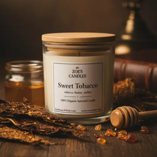 Sweet Tobacco candle with tobacco leaves and honey