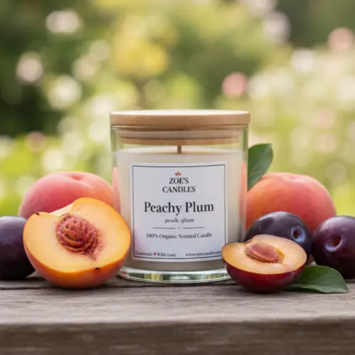 Peachy Plum candle with peaches and plums