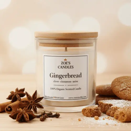 Gingerbread candle with star anise and biscuits